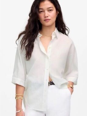 Madewell White Relaxed Button-Down Shirt